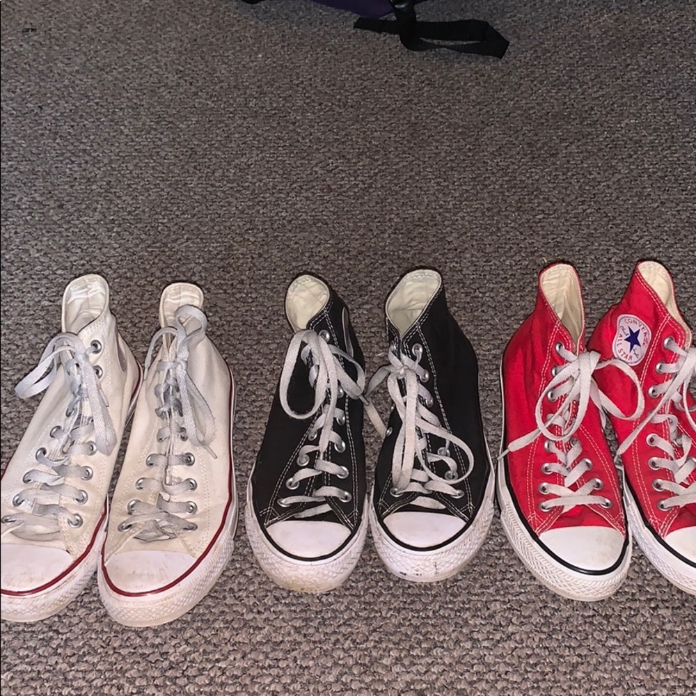 3 pairs of high top converse